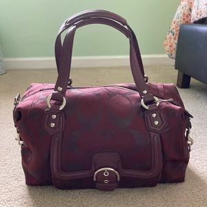 Coach Campbell Signature Maroon Legacy Shoulder Bag Satchel F26243